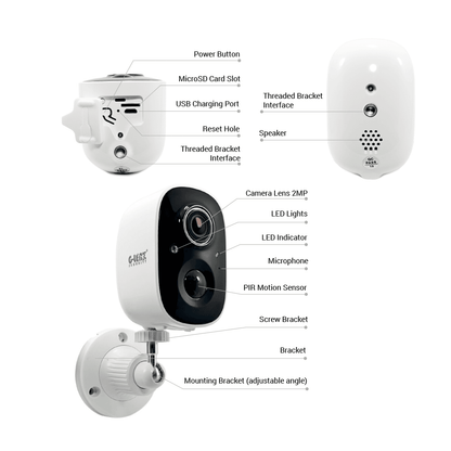 Wi-Fi Smart Security Camera Battery Powered 2MP GWIP-9000