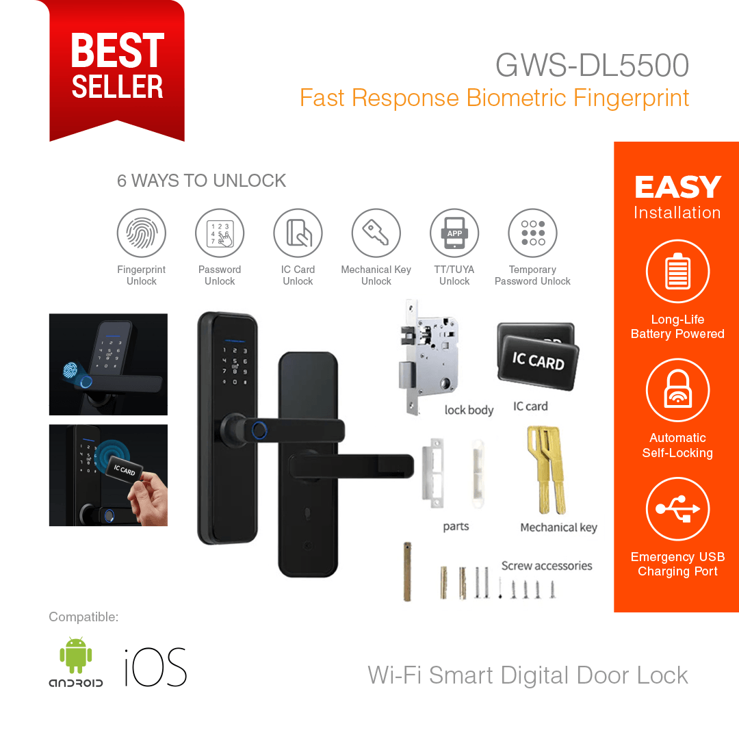 Smart Digital Door Lock Biometric Fingerprint GWS-DL5500