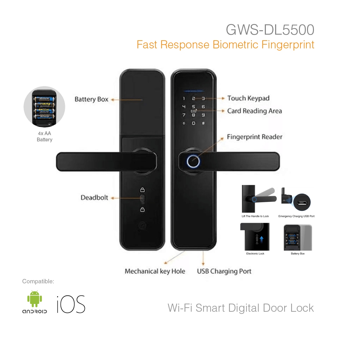 Smart Digital Door Lock Biometric Fingerprint GWS-DL5500