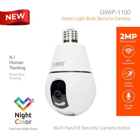 Wi-Fi Smart Security Camera Pan/Tilt  Light Bulb 2MP GWIP-1100