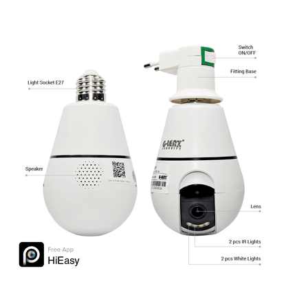 Wi-Fi Smart Security Camera Pan/Tilt  Light Bulb 2MP GWIP-1100