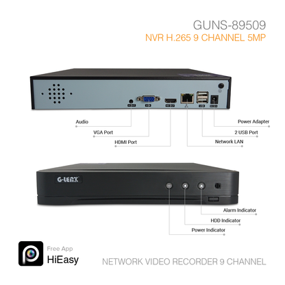 NVR H.265 A.I Smart Detection 9 Channel 5MP GUNS-89509