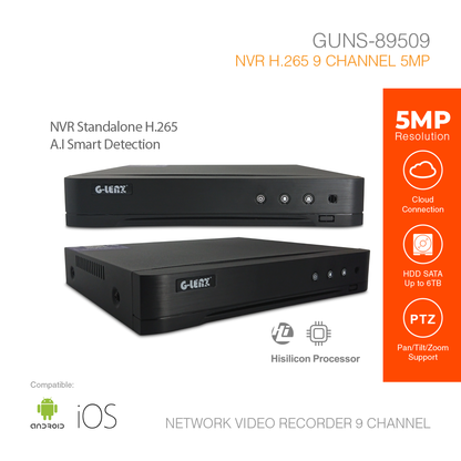 NVR H.265 A.I Smart Detection 9 Channel 5MP GUNS-89509