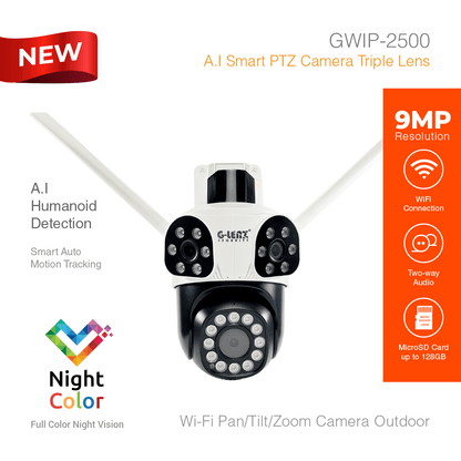 Wi-Fi Smart Security Camera Outdoor PTZ Triple Lens 9MP GWIP-2500