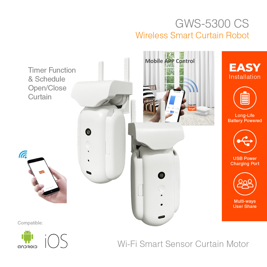 Smart Sensor Wireless Smart Curtain Robot GWS-5300CS