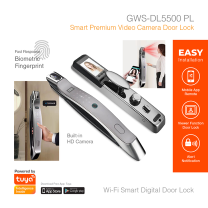 Smart Door Lock Premium Biometric Fingerprint and Video Camera GWS-DL5500PL