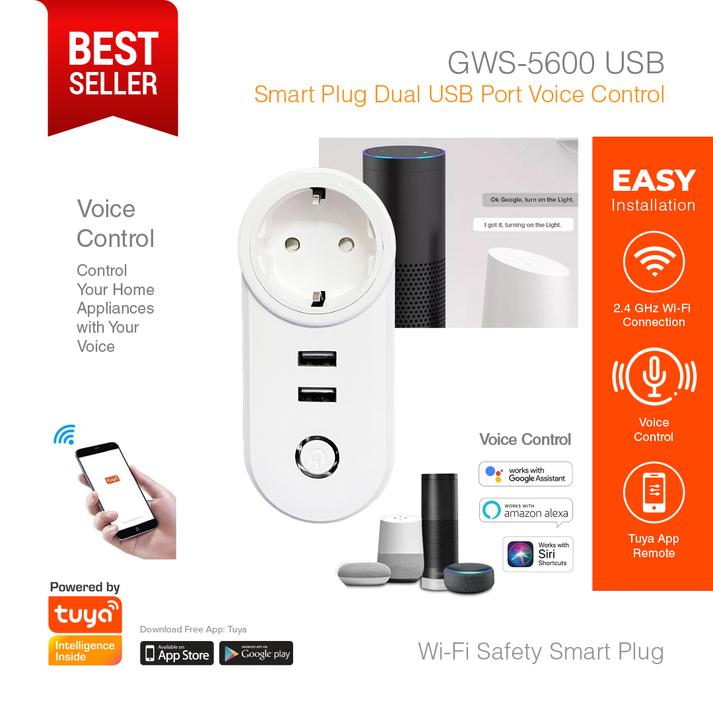Smart Plug Dual USB Port GWS-5600USB – GLENZ SECURITY