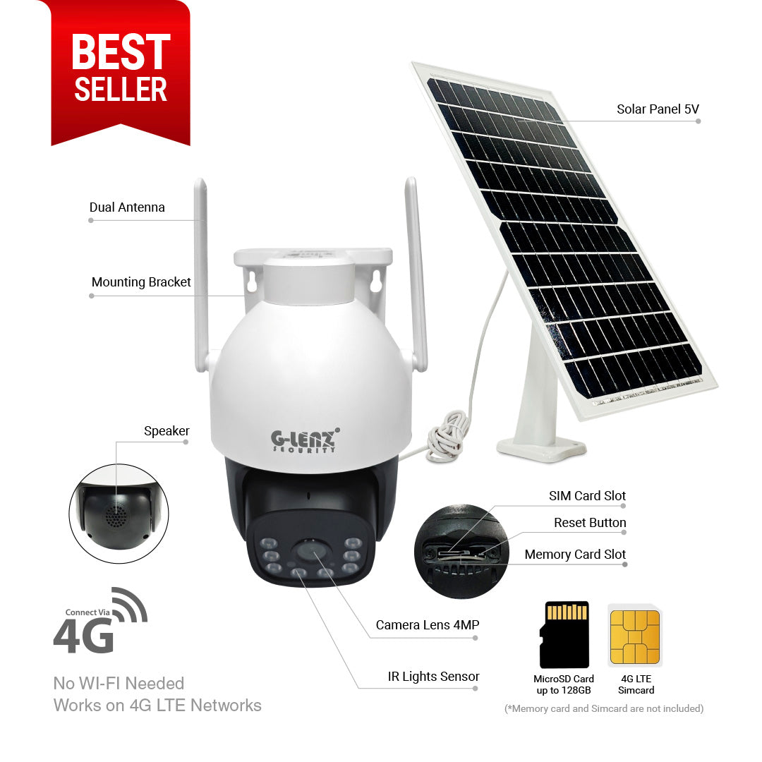 4GLTE Smart Security Camera PTZ 4MP Solar Powered GWIP-2300SP NEW