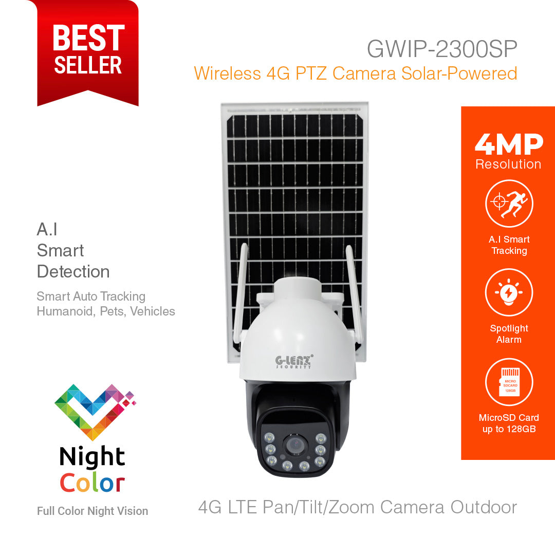 4GLTE Smart Security Camera PTZ 4MP Solar Powered GWIP-2300SP NEW
