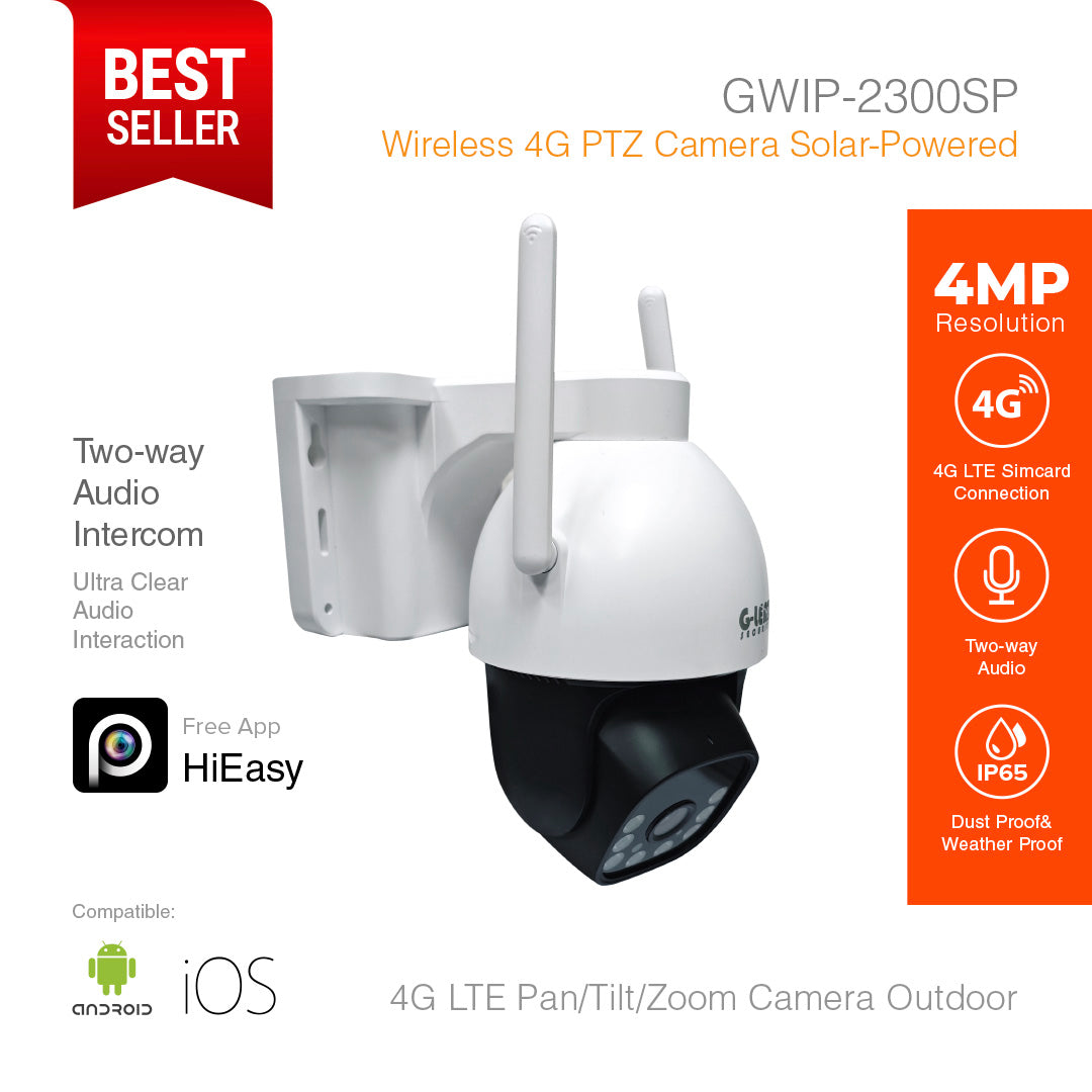 4GLTE Smart Security Camera PTZ 4MP Solar Powered GWIP-2300SP NEW